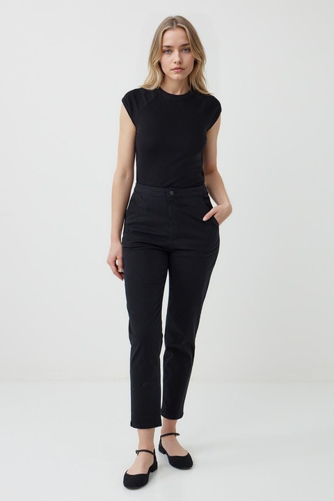 JIMMY KEY, Pantaloni conici cu talie inalta, Negru