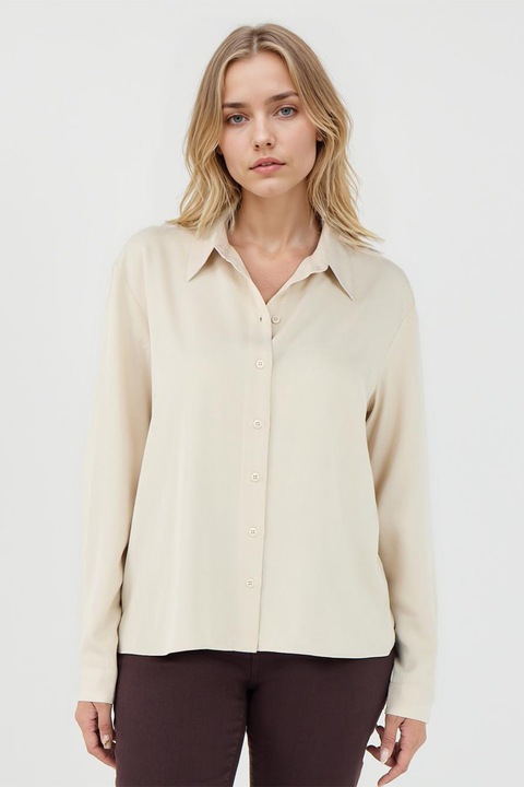 JIMMY KEY, Camasa lejera cu model uni, Alb murdar