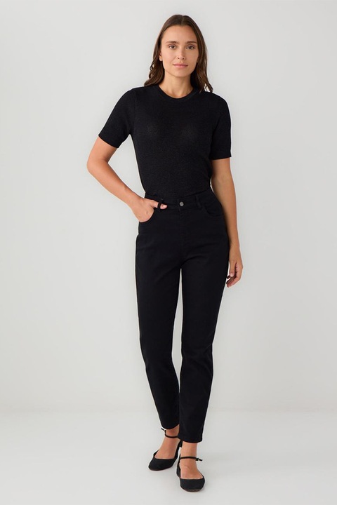 JIMMY KEY, Blugi regular fit cu talie inalta, Negru