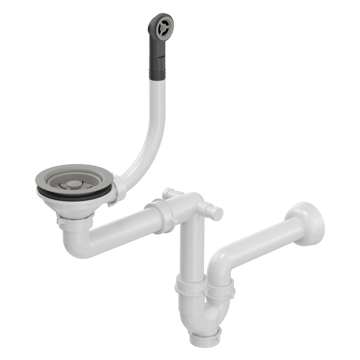 Dop de scurgere Quadron Stopper 3 1/2" cu sifon, 1 camera, gri, vertical