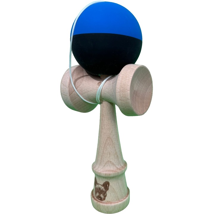 Оригинална Kendama X, дървена, гумена топка, 18 см, игра на умения за деца и възрастни, двуцветна синьо-черна