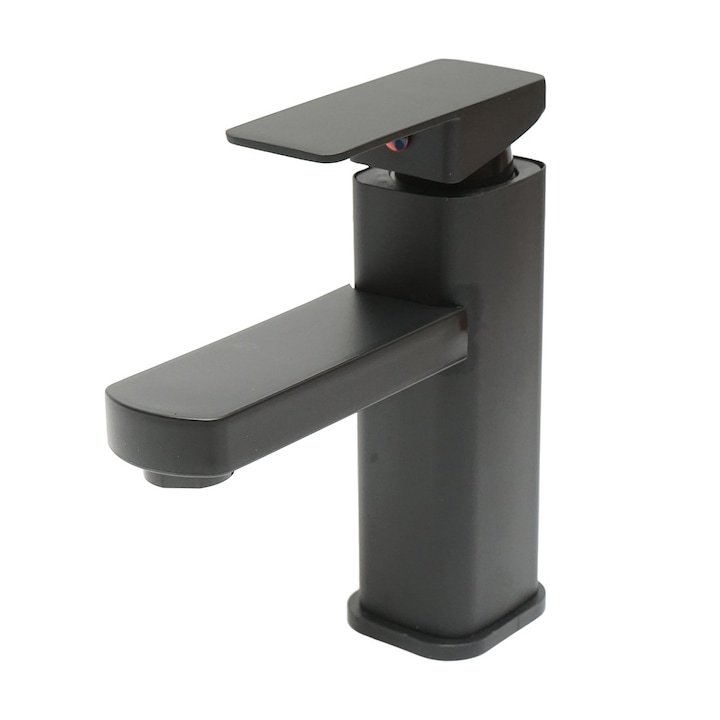 Baterie lavoar monocomanda, finisaj negru mat, montaj stativ, material otel inoxidabil, accesorii incluse