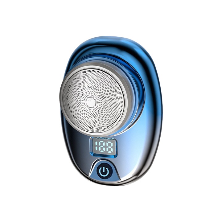 Aparat de ras electric, 5W, afisaj digital LED, rezistent la apa, 500mAh, reincarcabil USB, esential pentru calatorii, ergonomic, compact si portabil, albastru degradat