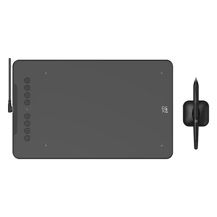 Tableta grafica XP-PEN Deco 01v3, 10x6.25", TILT, OTG + Android, 8 Butoane, 16384 niveluri presiune, include Artrage LIte, Manusa, Pen-Stand, 8 varfuri de rezerva, folie protectie