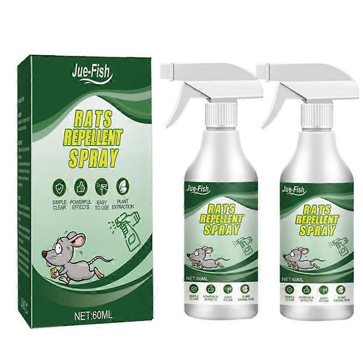 Spray repelent rozatoare, Jue-fish 60ml, formula pe baza de plante, 6.2x5.8x10.2cm, 2 buc