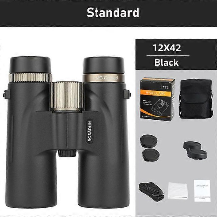 Бинокъл 12x42, Bak4, водоустойчив IPX7, черен, 145x125x53мм