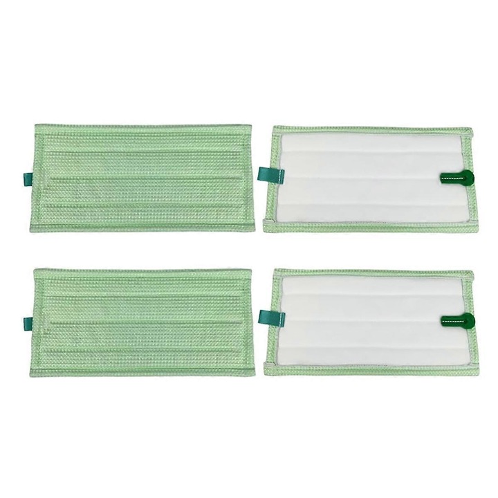 Set 4 bucati lavete de mop, compatibile cu Kobold SP600, verde/alb