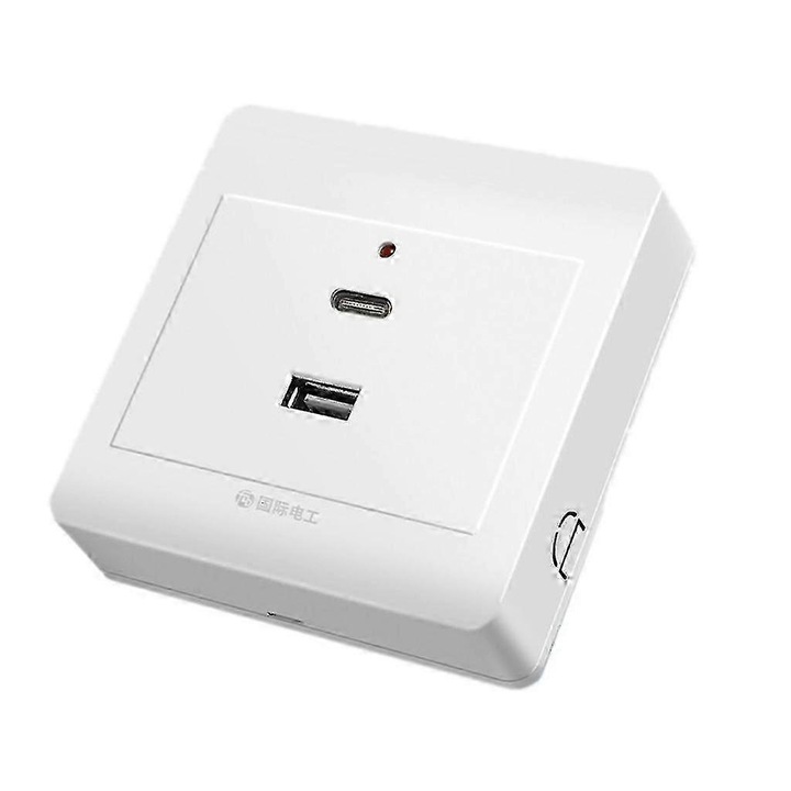 USB Type-C гнездо, 18W, скрит/повърхностен монтаж, 86x86 мм, комплект от 1 бр.