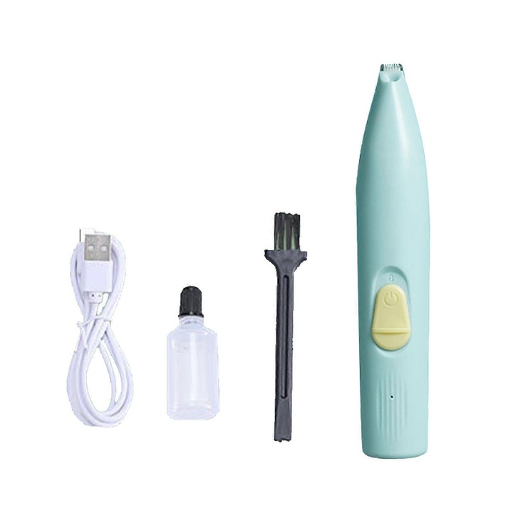 Taietor de par pentru animale de companie, cu LED, design multifunctional, albastru, cu acumulator reincarcabil