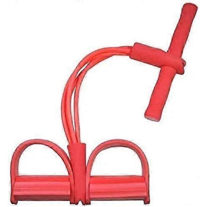 Extensor fitness set 4 tuburi cu pedale pentru glezna, 10x17 inch, rosu