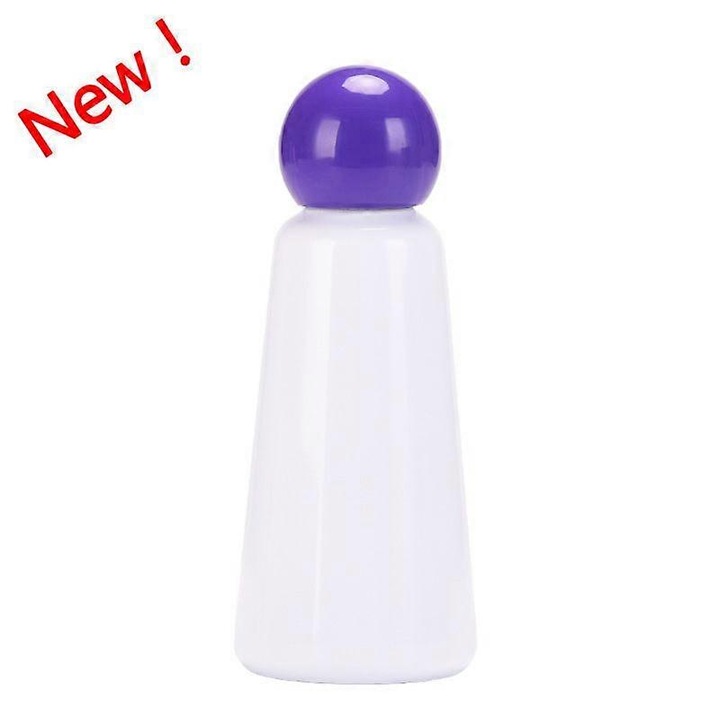 Термос от неръждаема стомана, 500 мл, двоен стенен дизайн, бяло-лилав, голям капацитет