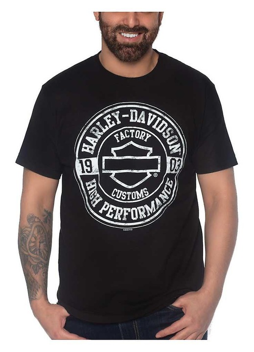 Férfi rövid ujjú, kerek gallérú, pamut póló, fekete