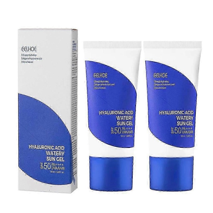 Gel de protectie solara hialuronic, 50ml, set de 2 bucati, SPF50+