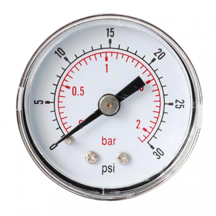 Manometru de presiune mini dial 0-30psi 0-2bar, TS-Y40Z8, 4.1x4.1x3.8cm, set 1 bucata