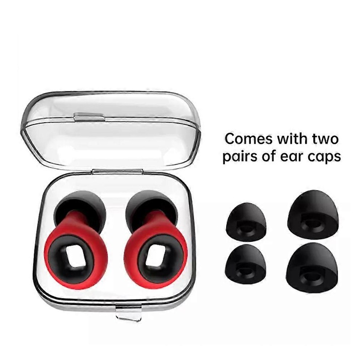 Dopuri de urechi reutilizabile, reducere zgomot, negru/rosu