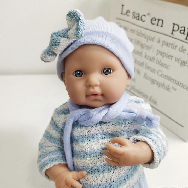 Realisztikus 40 cm-es baba, szilikon, tálkával és cumival, rózsaszín, 18 hónapos kortól