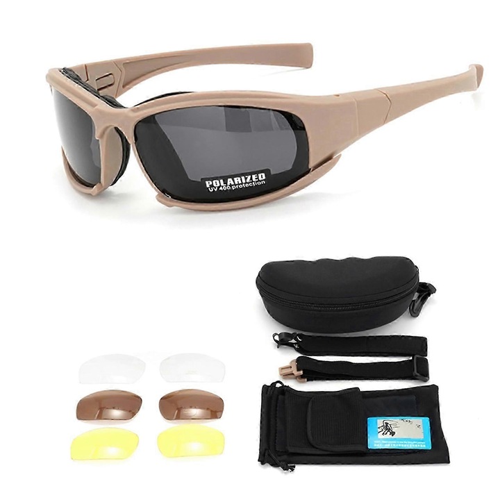 Ochelari de protectie pentru motocicleta, UV400, windproof, bej