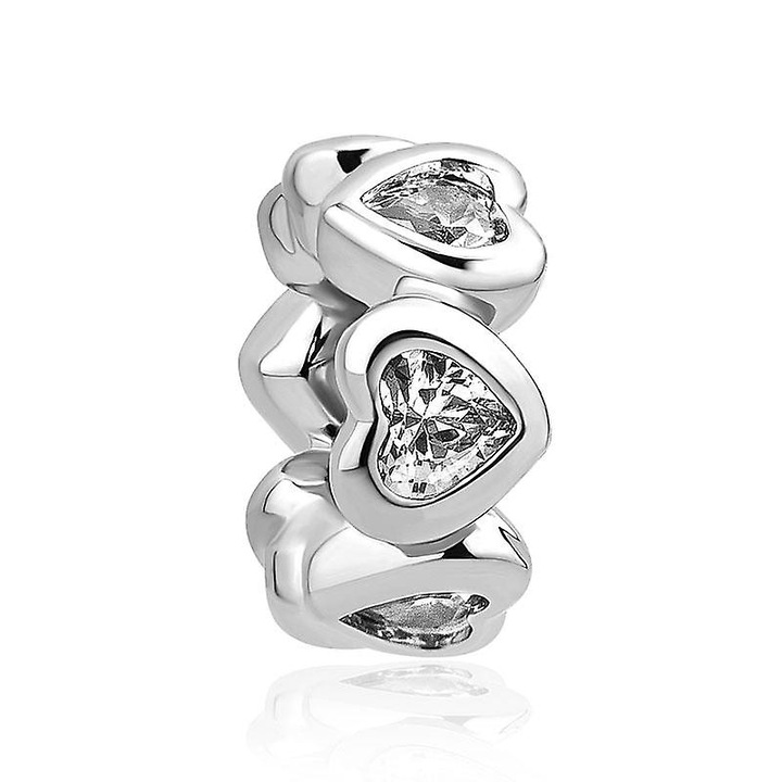 Charm bratara Love Forever, margele din argint 925, zircon, forma neregulata, 1x5cm