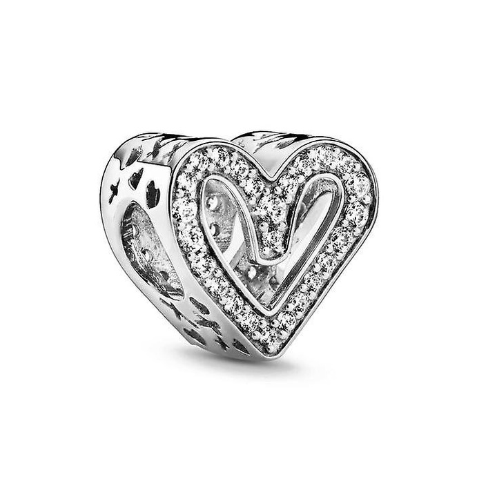 Charm bratara Love Forever, margele din argint 925, zircon, forma neregulata, 1x5cm
