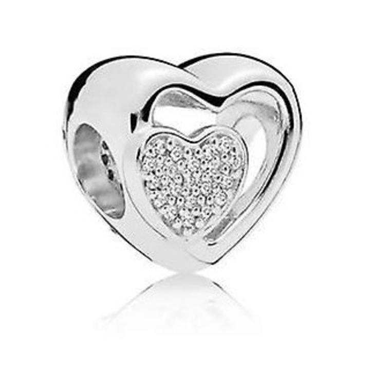 Charm bratara Love Forever, margele din argint 925, zircon, forma neregulata, 1x5cm