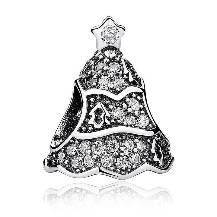 Charm bratara Love Forever, margele din argint 925, zircon, forma neregulata, 1x5cm