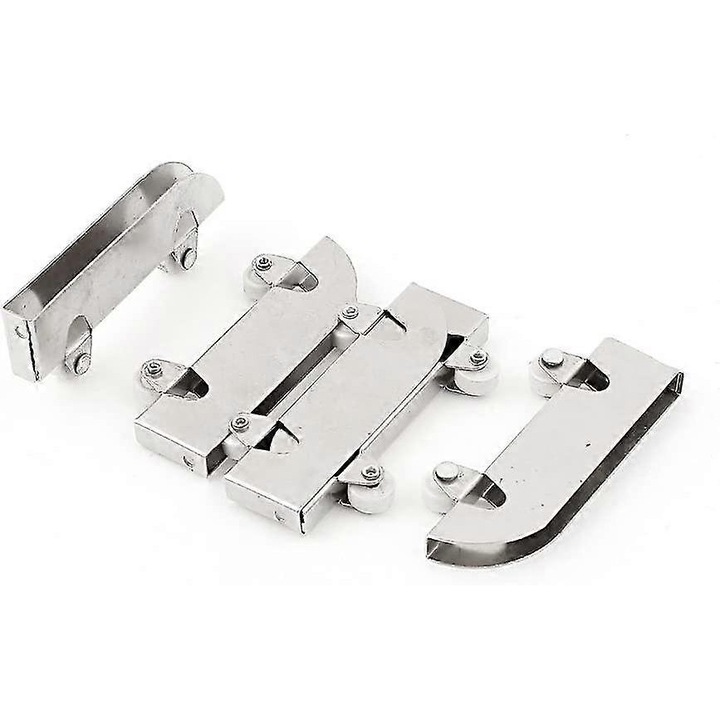 Set 4 roti pentru usi glisante, inox, 60x15mm, argintiu