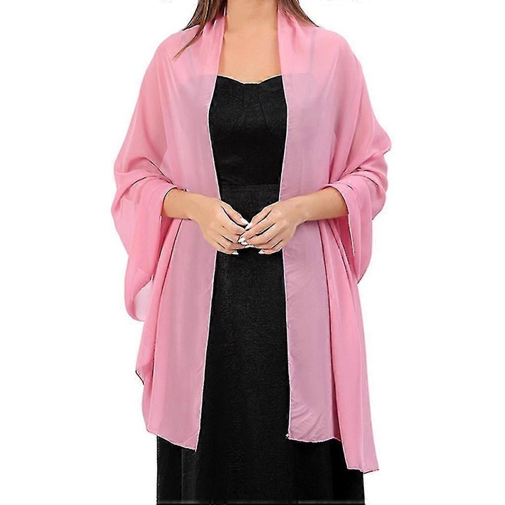 Esarfa de nunta, rosie, 200x70cm, din poliester, set de 1 bucata