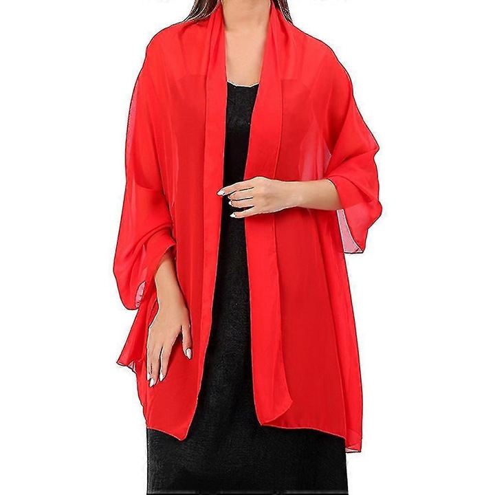 Női sál, piros, 200x70cm, poliészterből, 1 darabos szett