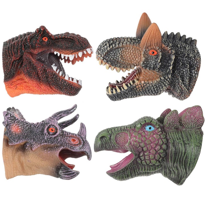 4 darabos kézibáb készlet, vegyes, vinilből készült, különböző méretekben 15x12,5cm, 17x14cm, 16x13,5cm, 16x12cm