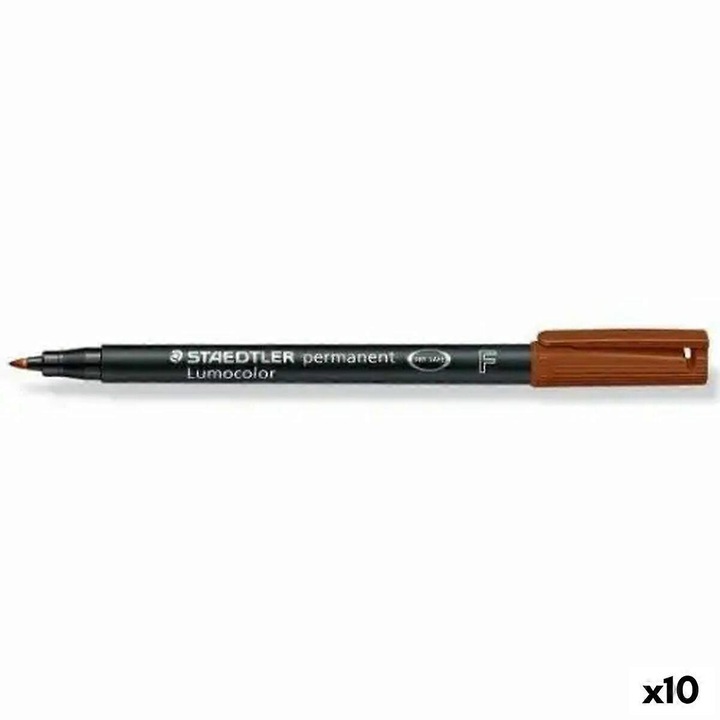 Marker permanent Staedtler Lumocolor, 10 unitati, culoare maro, grosime 0,6 mm