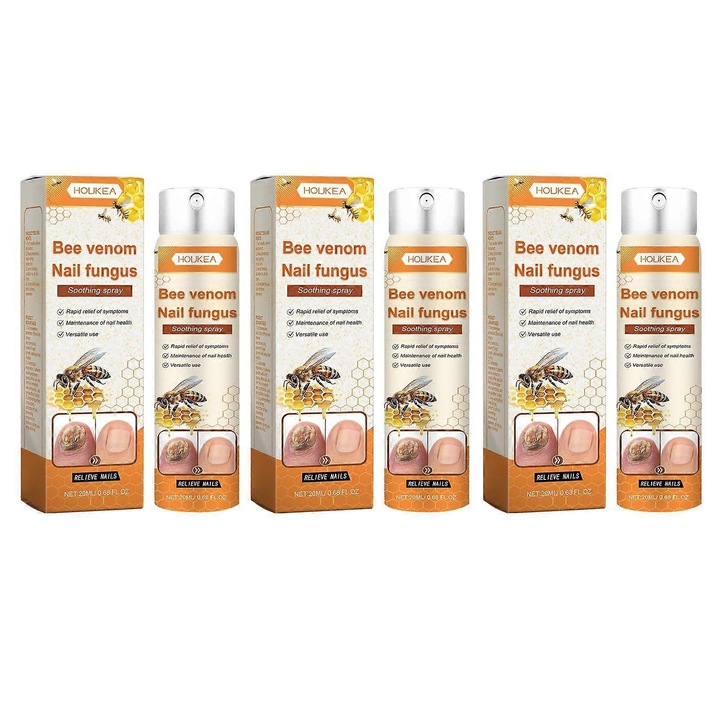 Spray pentru repararea unghiilor, Houkea, set 3 bucati, 20ml, ingrediente sigure, aplicare usoara