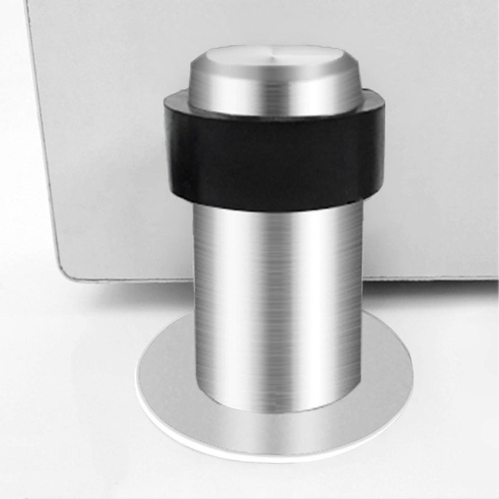 Opritor usa, 80mm, argintiu, inox si plastic, adeziv puternic, fara gaurire