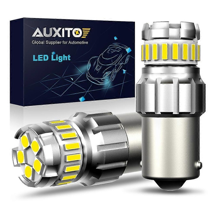 Комплект 2 LED крушки 1200LM 1156 BA15S T15 W16W 6500K, водоустойчиви, за автомобилно осветление