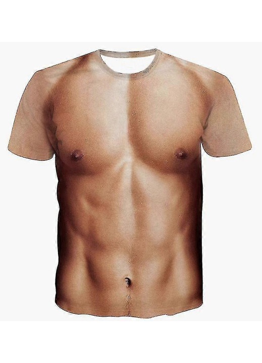 Férfi póló, 3D nyomtatás, nude, poliészter