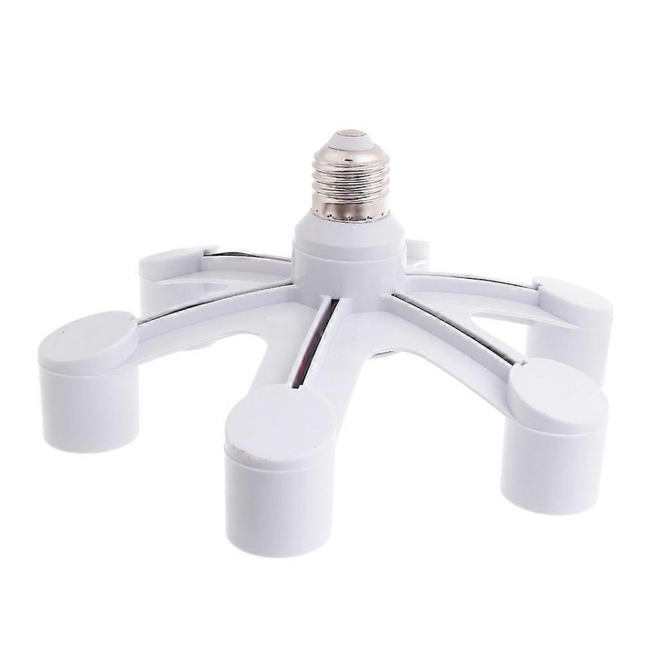 Splitter pentru socluri de bec E27, 1 la 2/3/4/5/6/7, material ABS+metal