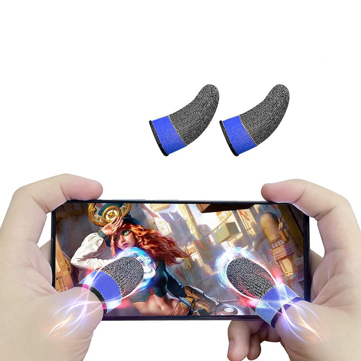Gaming Csúszásgátló Ujjkesztyű, J21, Mikroszálas, Kék
