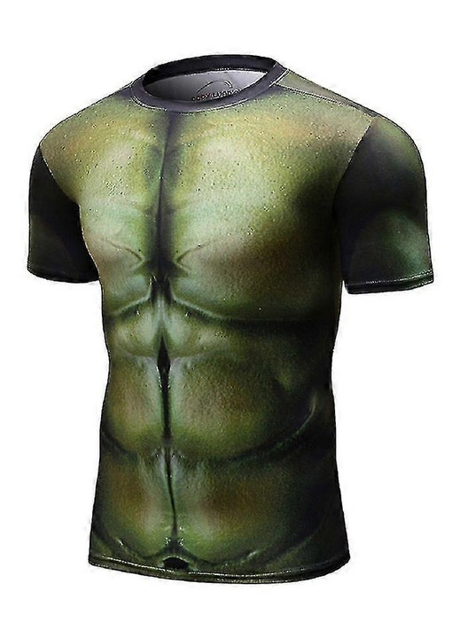 Férfi póló, 3D nyomtatott, zöld, poliészter
