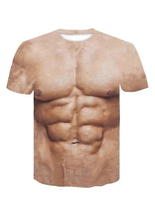 Férfi póló, 3D nyomtatás, testszínű, poliészter