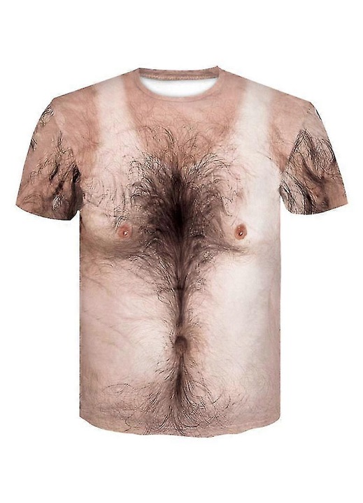 Férfi póló, 3D modell, bézs, poliészter, tavasz-ősz