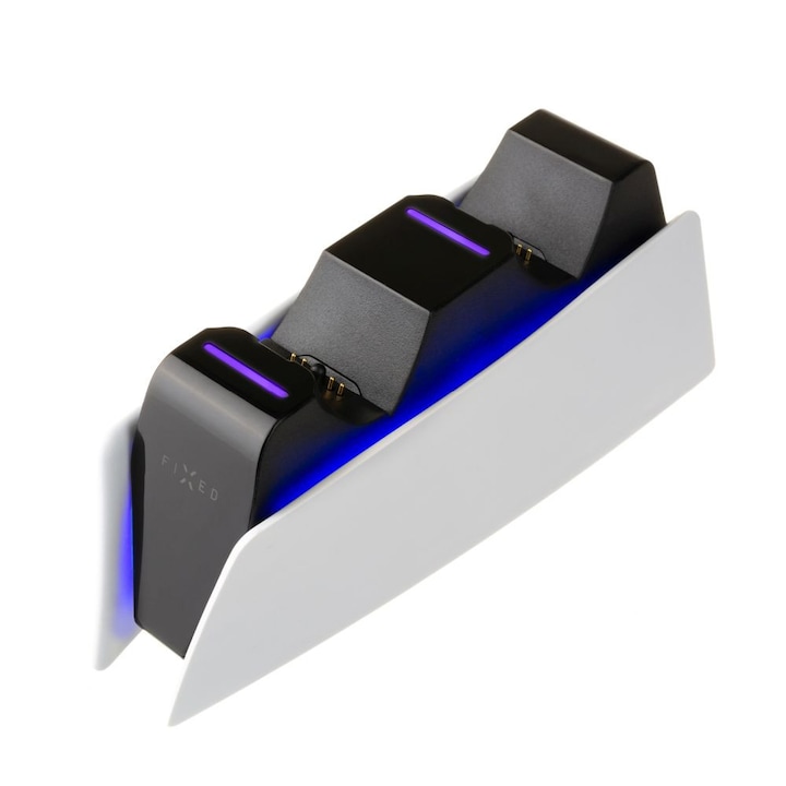Töltőállomás PS5 DualSense kontrollerekhez, USB-C, J30, Polikarbonát, Fixed FIXPS5 DCC BW, J30, Polikarbonát, Fekete
