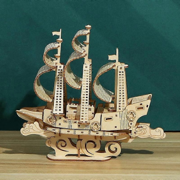 3D пъзел Lg807 Дървен платноход, 83 части, 190x65x180 мм, липа