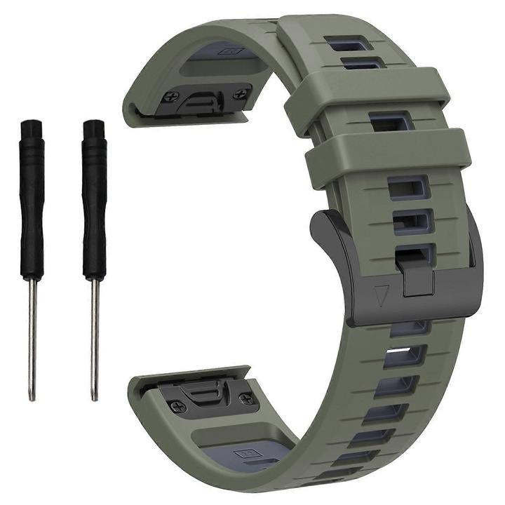 Szilikon óraszíj 22mm sötétzöld fekete 124x96mm szett