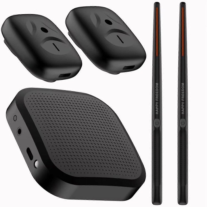 Преносим комплект електронни барабани, модел B, с виртуални палки и педали, за начинаещи, деца и възрастни, черен