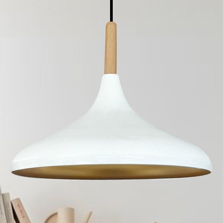 Lampa suspendata II 35 cm metal E27 alba