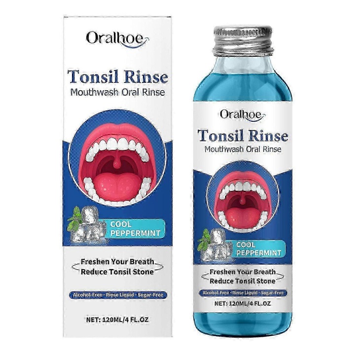 Вода за уста, Oralhoe, 120 мл, отстраняване на сливици, без алкохол, с вкус на ментол