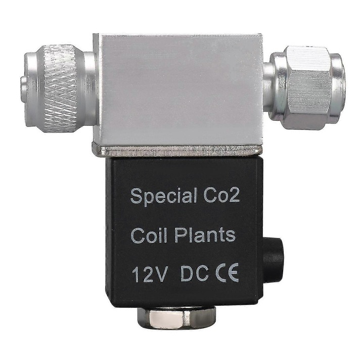 Vana solenoid CO2 pentru acvariu, 12V, M10, design silentios, dimensiuni 51x48mm, cablu 90cm