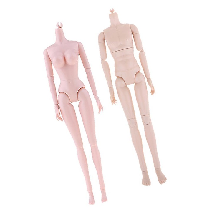 Set de 2 papusi articulate nude, 24cm si 27cm