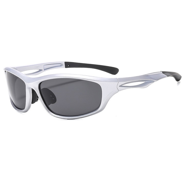 Ochelari sport Bike Glasses (9309) for Cycling and Sport Outdoor Activities, Polarized, PC Frame, Unisex Silver / Gray Argintiu, Gri