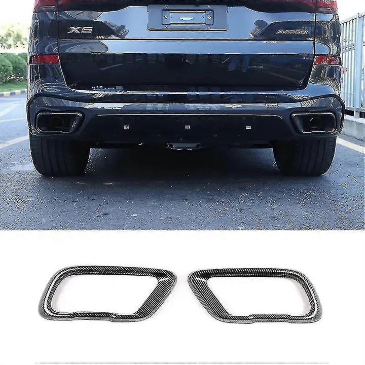 Autó kipufogócső vég, 2 db-os készlet, rozsdamentes acél, BMW X5 G05, X6 G06, X7 G07, 2019-2021, fekete, 7x35.5x5cm