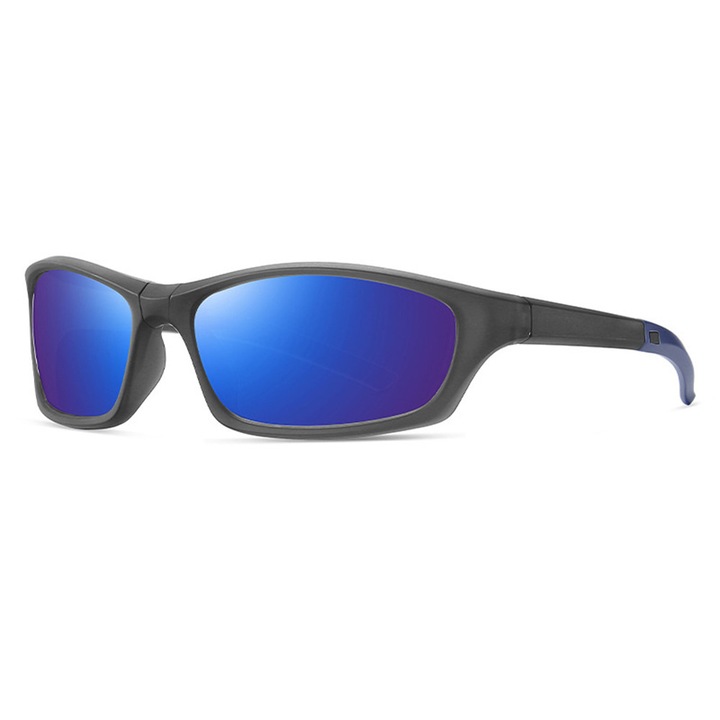 Bike Glasses (24101) - for Cycling and Sport Outdoor Activities, Polarized, Unisex - Gun / Blue
